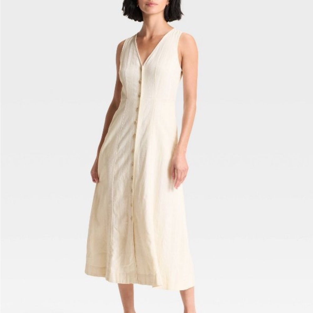 Elegant Cream Sleeveless Dress